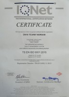 TSE-ISI-EN 9000 VE TS EN ISO 9001:2015 belgelerimizi aldık.