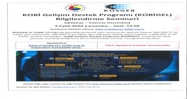 KOBİGEL Programı hk. Üyelerimize Duyuru